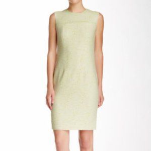 Magashoni Sparkle Key Lime Light Green Sheath Fitted Pencil Tweed Dress Size 4